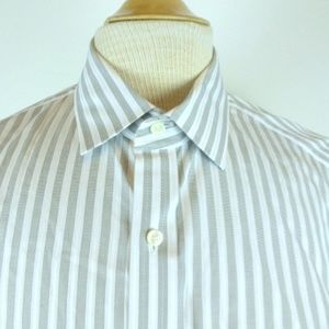Thomas Mason BR Monogram Banana Republic french cuff shirt M gray stripes slim